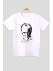 Atatürk ve İmzası Ay Yıldız Bayrak Baskılı Kombin Penye Çocuk Genç  Beyaz Kırmızı T-shirt