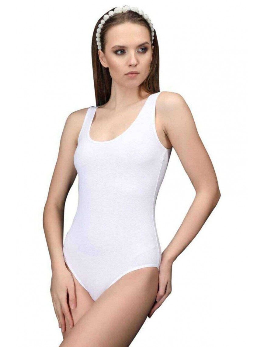 Elit Life Geniş Askılı Kadın Dikişsiz Çıtçıtlı Slip Body Beyaz 878