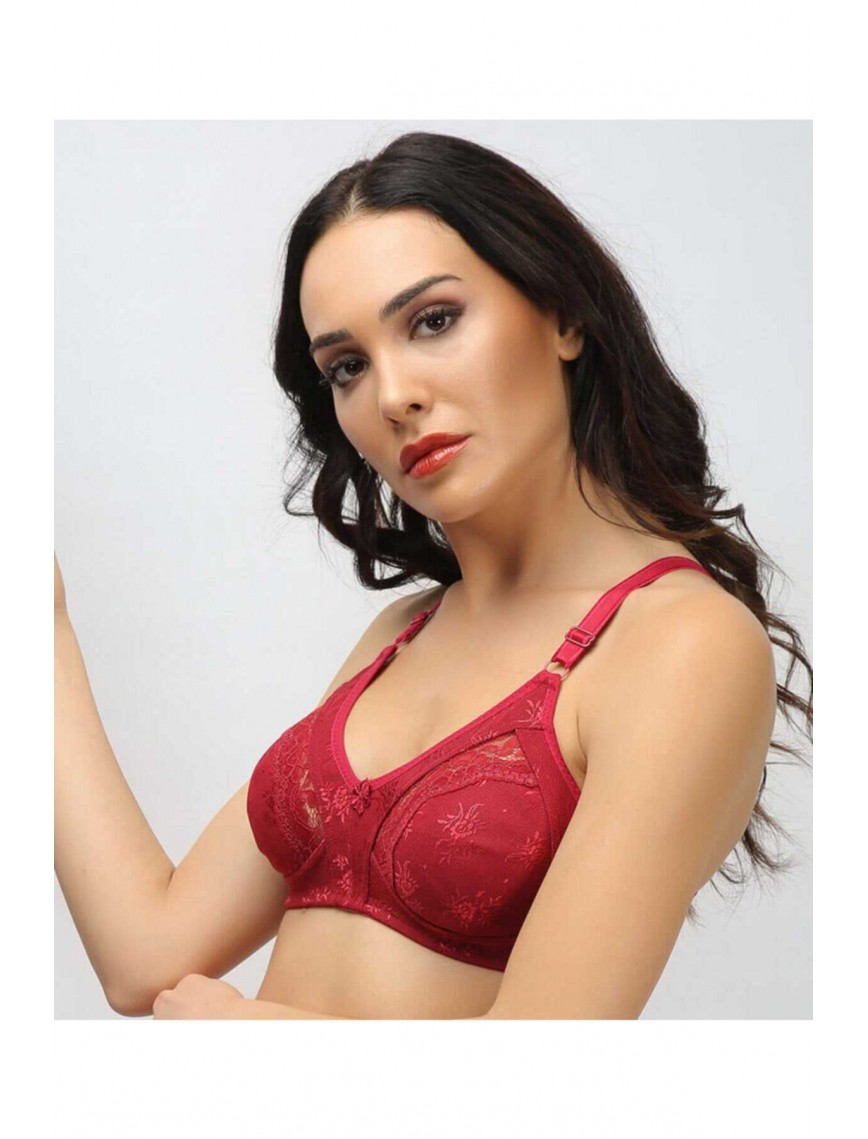Toparlayıcı Lez Ara Dantel Sütyen Bordo Toparlayıcı Lez Ara Dantel Sütyen Bordo