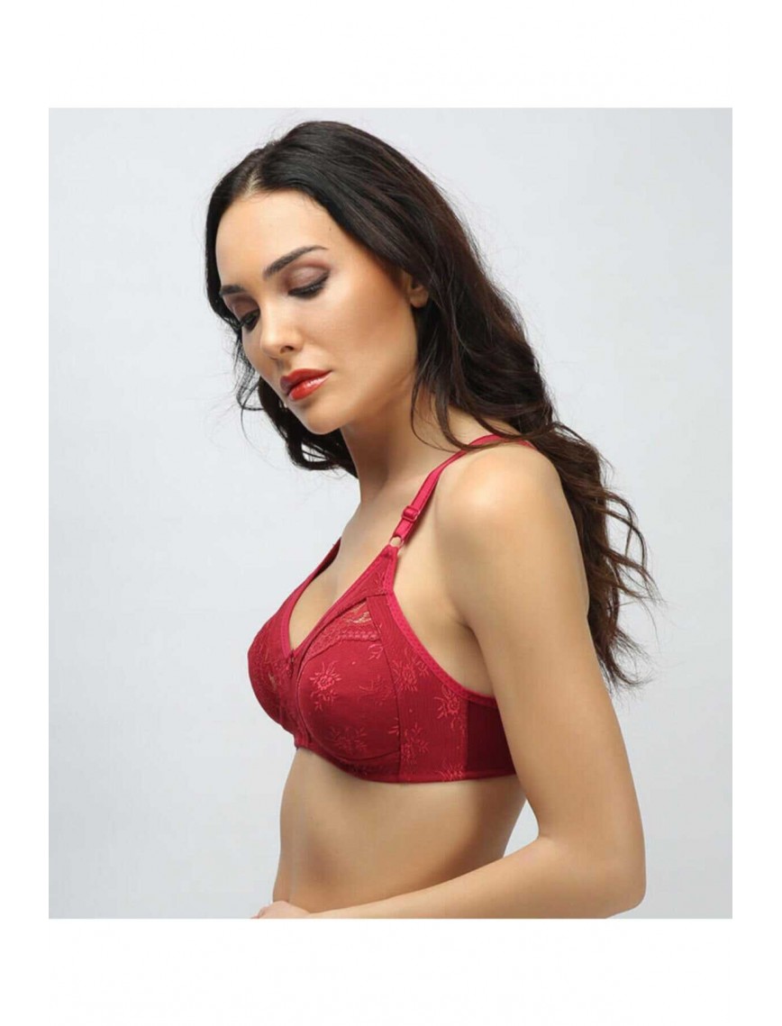 Toparlayıcı Lez Ara Dantel Sütyen Bordo Toparlayıcı Lez Ara Dantel Sütyen Bordo