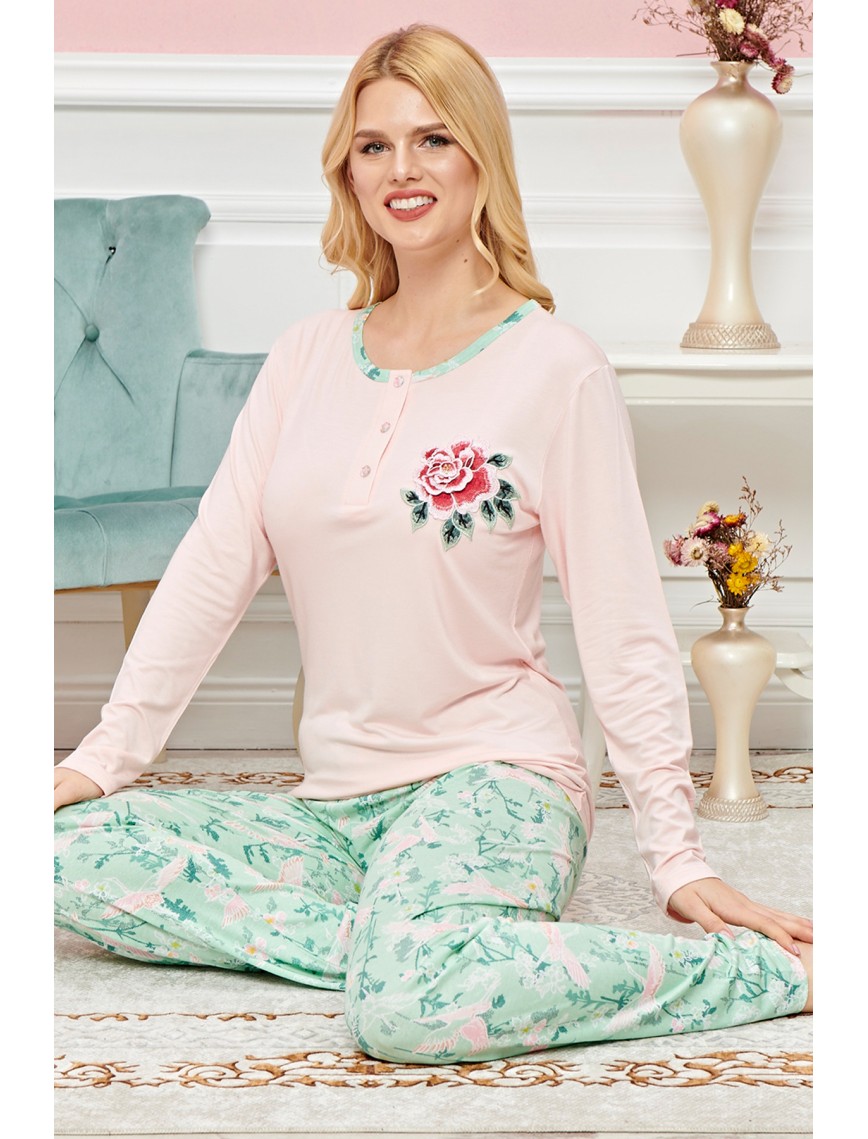 Bayan Uzun Kollu Pijama Takımı Model no 7595