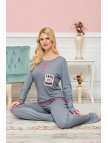 Bayan Uzun Kollu Pijama Takımı Model no 7605