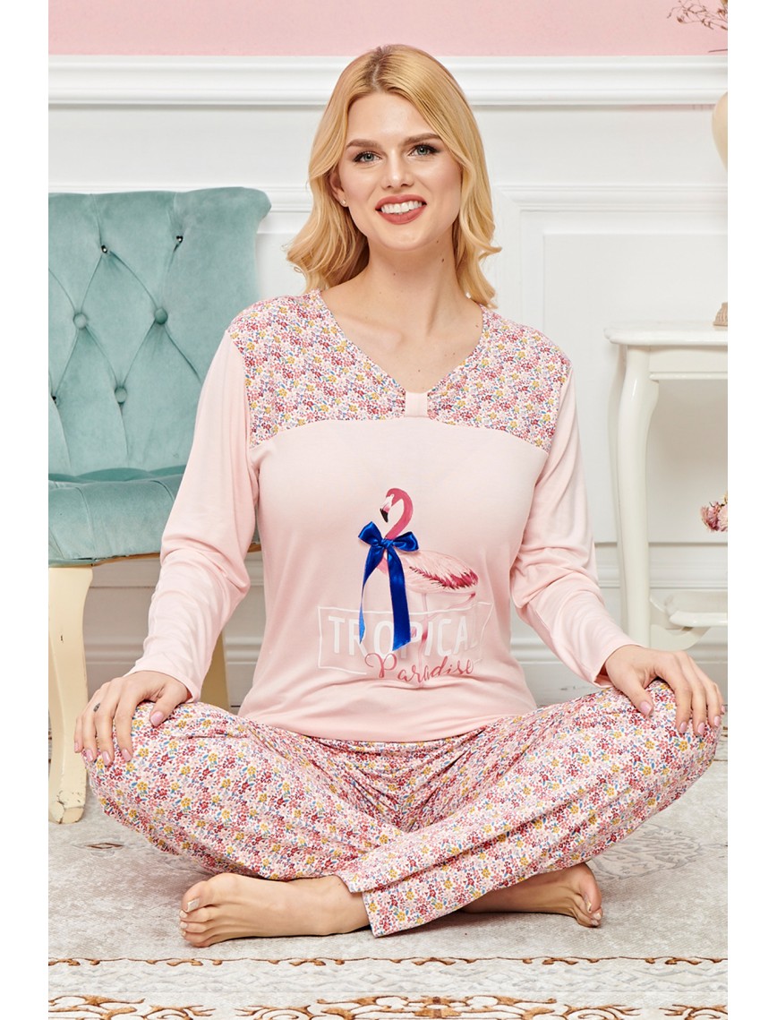 Bayan Uzun Kollu Pijama Takımı Model no 7599