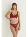 Bordo Destekli Çapraz Dantelli Bralet Takım 5527