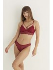 Bordo Destekli Çapraz Dantelli Bralet Takım 5527